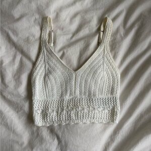 Hollister White Crochet Knit Top